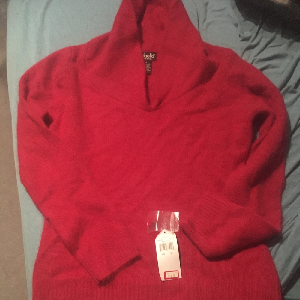 Rafaella Red Angora & Wool Sweater Size Petite